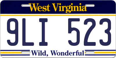WV license plate 9LI523