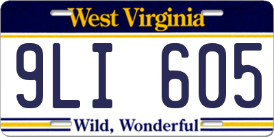 WV license plate 9LI605