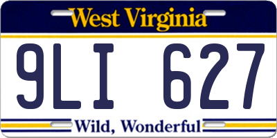 WV license plate 9LI627