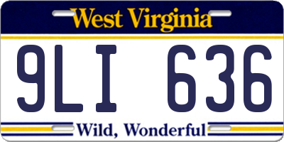 WV license plate 9LI636