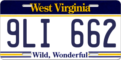 WV license plate 9LI662