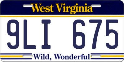 WV license plate 9LI675