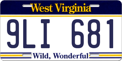 WV license plate 9LI681
