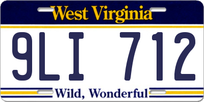 WV license plate 9LI712