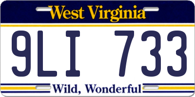 WV license plate 9LI733
