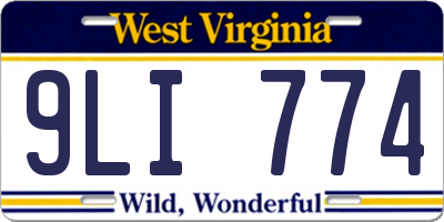 WV license plate 9LI774