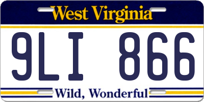 WV license plate 9LI866