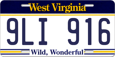 WV license plate 9LI916