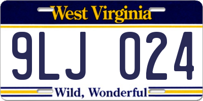 WV license plate 9LJ024