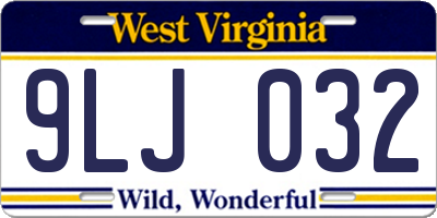 WV license plate 9LJ032