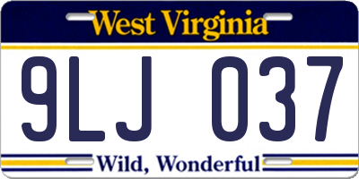 WV license plate 9LJ037