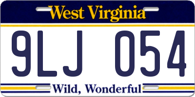 WV license plate 9LJ054