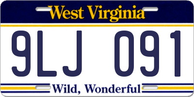 WV license plate 9LJ091