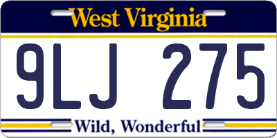 WV license plate 9LJ275