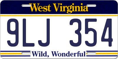 WV license plate 9LJ354