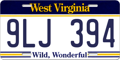 WV license plate 9LJ394