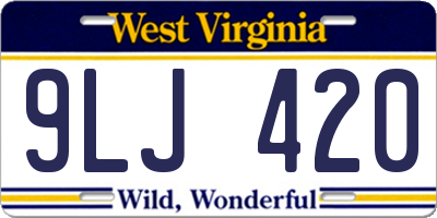 WV license plate 9LJ420