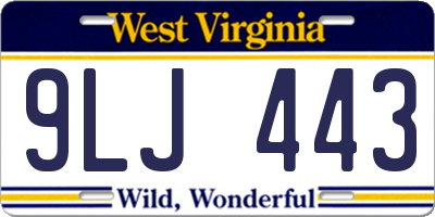 WV license plate 9LJ443