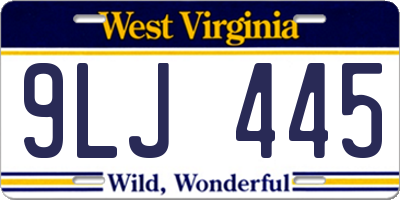 WV license plate 9LJ445