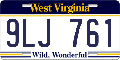 WV license plate 9LJ761