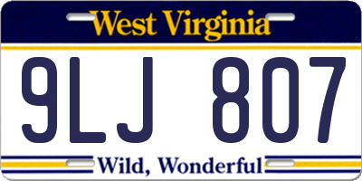 WV license plate 9LJ807