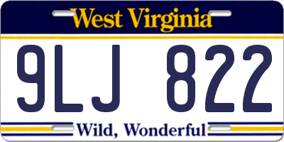 WV license plate 9LJ822