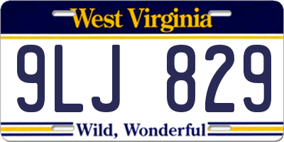 WV license plate 9LJ829