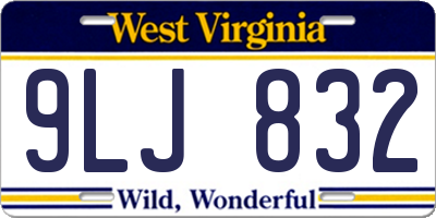 WV license plate 9LJ832