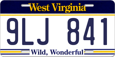 WV license plate 9LJ841