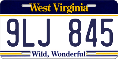 WV license plate 9LJ845