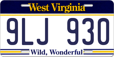 WV license plate 9LJ930