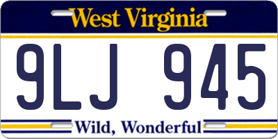 WV license plate 9LJ945