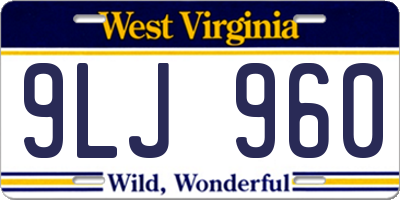 WV license plate 9LJ960
