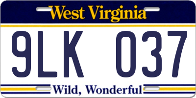 WV license plate 9LK037