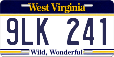 WV license plate 9LK241