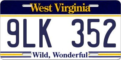 WV license plate 9LK352