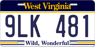 WV license plate 9LK481