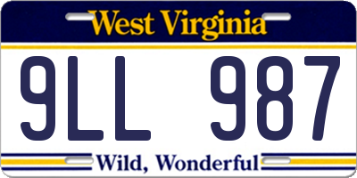 WV license plate 9LL987