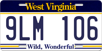 WV license plate 9LM106
