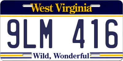 WV license plate 9LM416