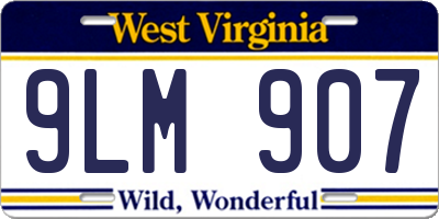 WV license plate 9LM907