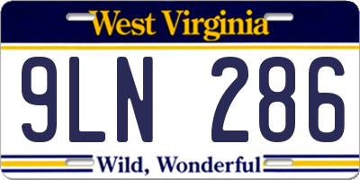 WV license plate 9LN286