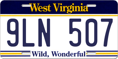 WV license plate 9LN507