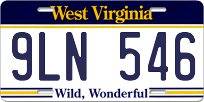 WV license plate 9LN546