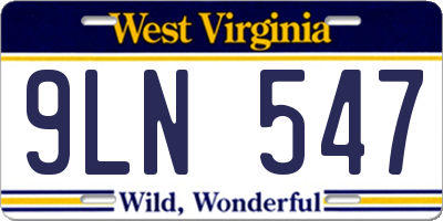 WV license plate 9LN547