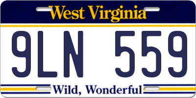 WV license plate 9LN559