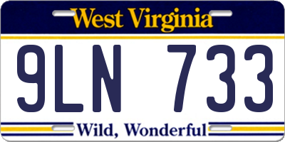 WV license plate 9LN733