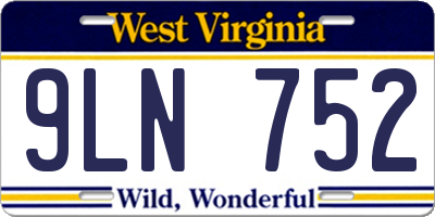 WV license plate 9LN752
