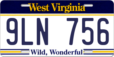 WV license plate 9LN756