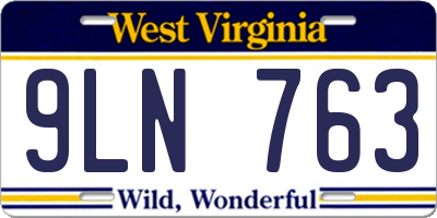 WV license plate 9LN763